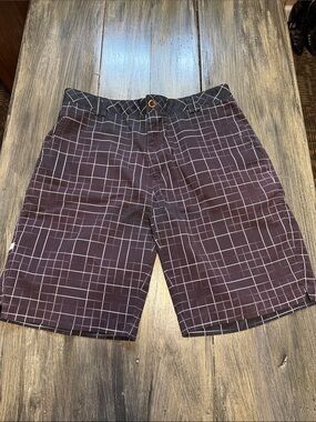 Men's Checkboard Casual Shorts in Dark Brown